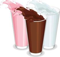 Ilustración de vector de dibujos animados de bebida de calcio de batido de leche orgánica