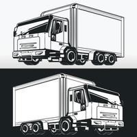 silueta del camión de reparto de la caja de carga, dibujo vectorial de la plantilla vector