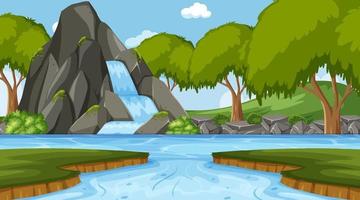 Nuture scene with waterfall in the forest and river vector