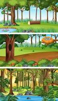 Set of different nature horizontal scenes vector