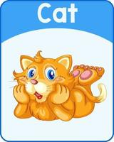 Educational English word card of cat vector