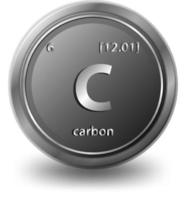 Carbon chemical element. Chemical symbol with atomic number and atomic mass. vector