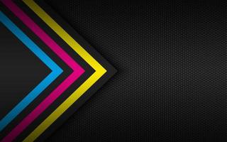 Modern technology background with cmyk arrows and polygonal grid. Abstract widescreen background vector