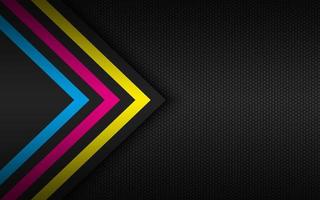 Modern technology background with cmyk arrows and polygonal grid. Abstract widescreen background vector