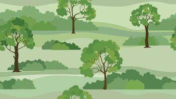 Rural landscape background. Seamless summer nature park skyline view. Garden trees tile pattern vector