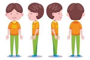 Cute boys character in different poses vector