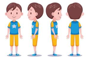 Cute boys character in different poses vector