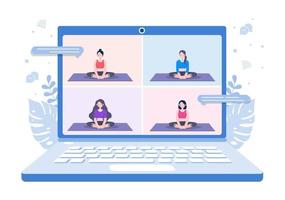 Online Lessons, Yoga and Meditation Classes Concept vector