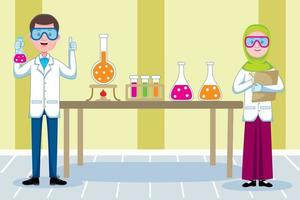 Chemist profession in flat design style. vector