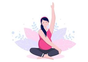 Pregnant Woman Doing Yoga Poses vector