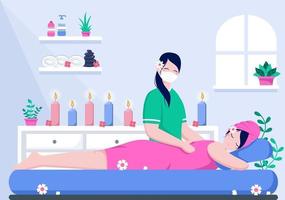 Ilustración de vector de masaje en salón de belleza