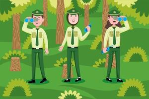 Forest Ranger profession in flat design style. vector