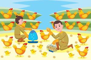 Chicken farmer profession in flat design style. vector