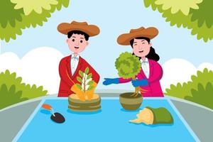 Gardener profession in flat design style. vector