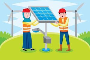 Solar Engineer profession in flat design style. vector