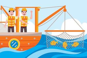 Fisherman profession in flat design style vector