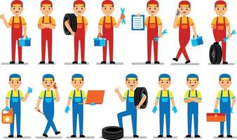 Mechanic Profession Character Set vector