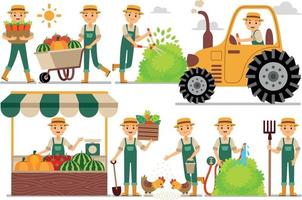 Farmer Profession Character Set vector