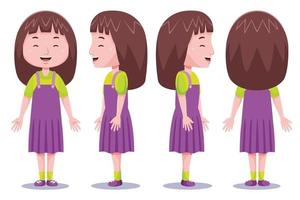 personaje de niña linda en diferentes poses 2 vector