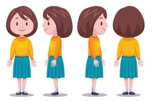 personaje de niña linda en diferentes poses 1 vector