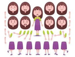 Front View Cute Girl Character Creation Set 2 vector