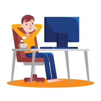 hombre que trabaja con la computadora en casa - 7 vector