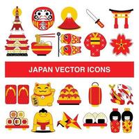 Japan vector icons in filled outline design style.