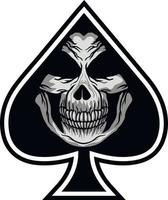 ace of spades with skull, grunge vintage design vector