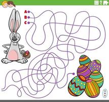 educational maze game with cartoon Easter Bunny with eggs vector