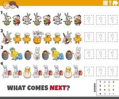 educational pattern game with cartoon Easter characters vector