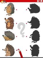 shadow game with cartoon hedgehogs characters vector