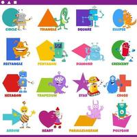 basic geometric shapes with fantasy characters set vector