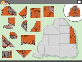 jigsaw puzzle game with orangutan animal character vector