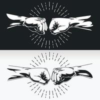 Silhouette Bro Fist Bump Handshake Knuckle, Stencil Vector Drawing