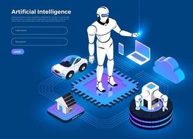 inteligencia artificial isométrica vector