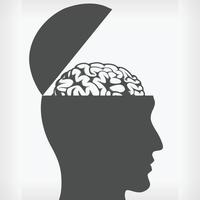 Silhouette of Brain Inside, Open Head Drawing Stencil Vector Drawing