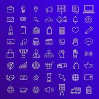 Vector set icons thin line concept business and technology content. Flat design illustration.