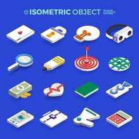 Vector set icons isometric 3d object concept business and technology content. Flat design illustration.