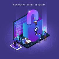 Isometric cyber security vector