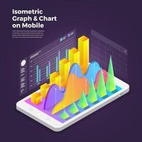 Isometric design concept mobile application analytics tools. Vector illustrations.