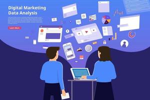 análisis de marketing digital vector