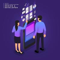 Isometric business UI UX Team vector