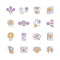 Problem solving, decision making RGB color icons set vector