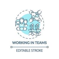 Working in teams turquoise concept icon vector