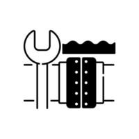 Underwater pipeline repair black linear icon vector