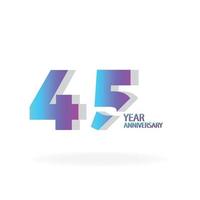 45 Years Anniversary Celebration Blue Color Vector Template Design Illustration