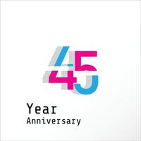 45 Years Anniversary Celebration Color Vector Template Design Illustration