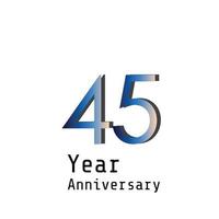 45 Years Anniversary Celebration Blue Color Vector Template Design Illustration