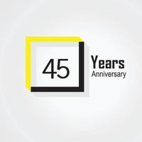 Ilustración de diseño de plantilla de vector de celebración de aniversario de 45 años