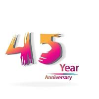 45 Years Anniversary Celebration Rainbow Color Vector Template Design Illustration